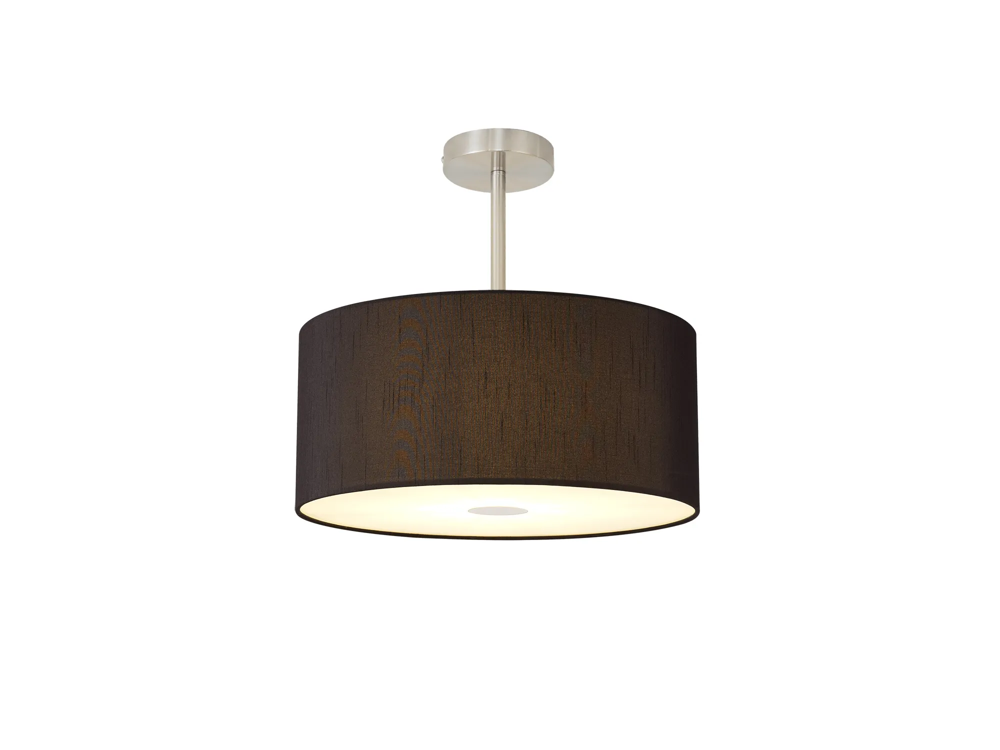 DK0261  Baymont 40cm Semi Flush 1 Light Satin Nickel, Black, Frosted Diffuser